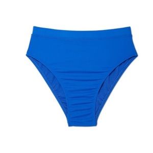 NWT High leg, high waist ribbed blue bikini bottom
